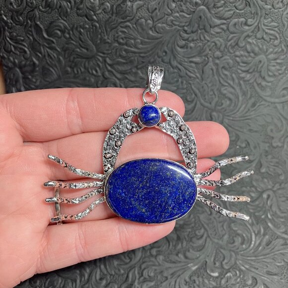 Cancer Crab Zodiac Astrology Lapis Lazuli Pendant Stone Crystal Jewelry Ornament - Picture 1 of 7